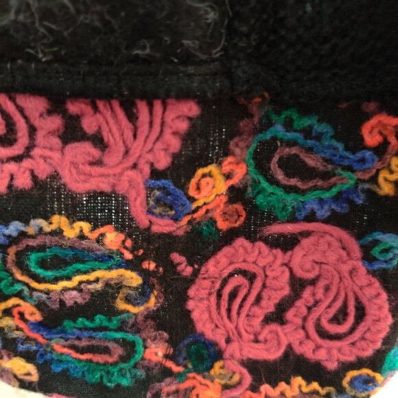 Liquid by Stone S Black Boho Knit Cardigan Jacket Colorful Embroidered Sweater - Picture 10 of 12